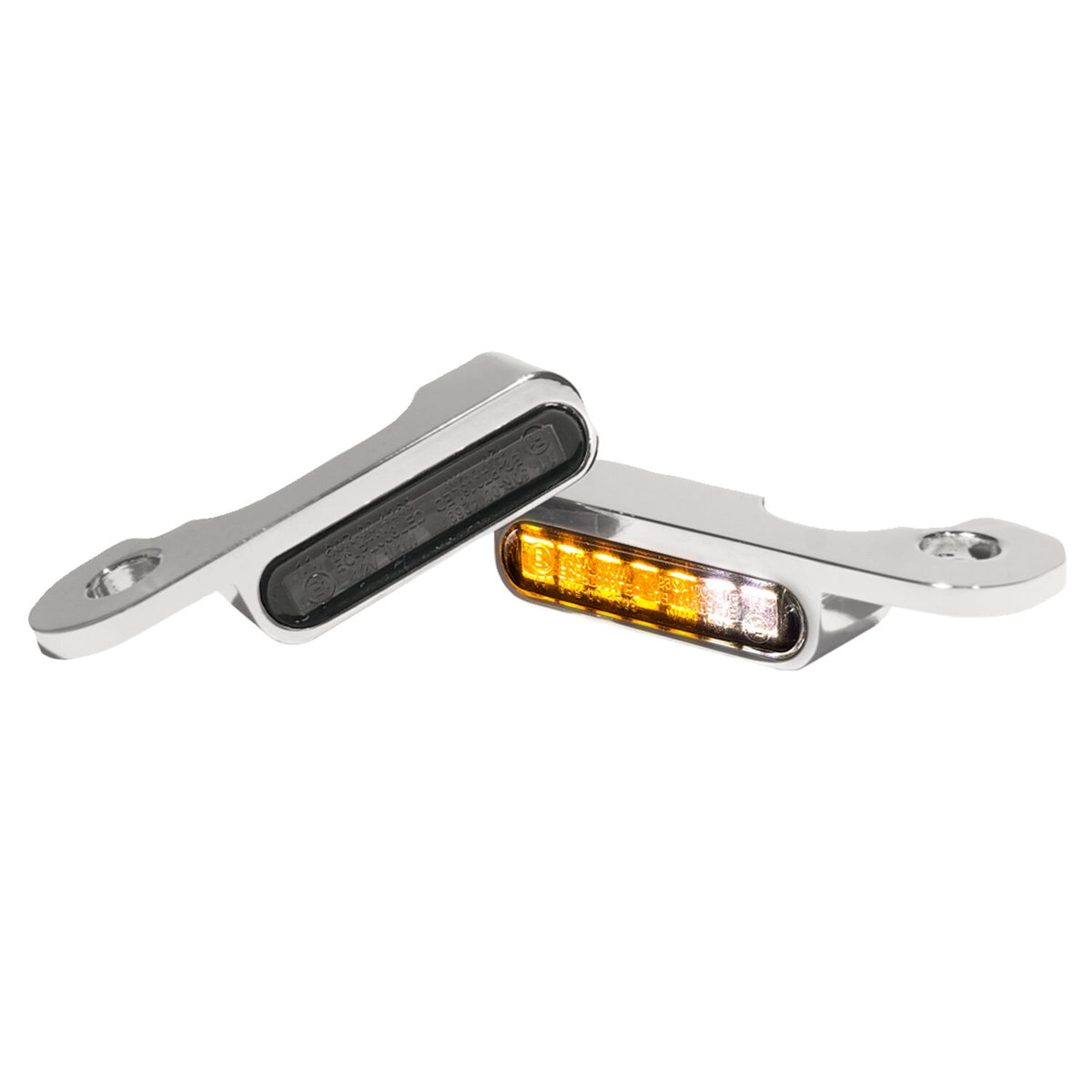 HeinzBikes, 'Stripes' below bar turn signals. Chrome with PL