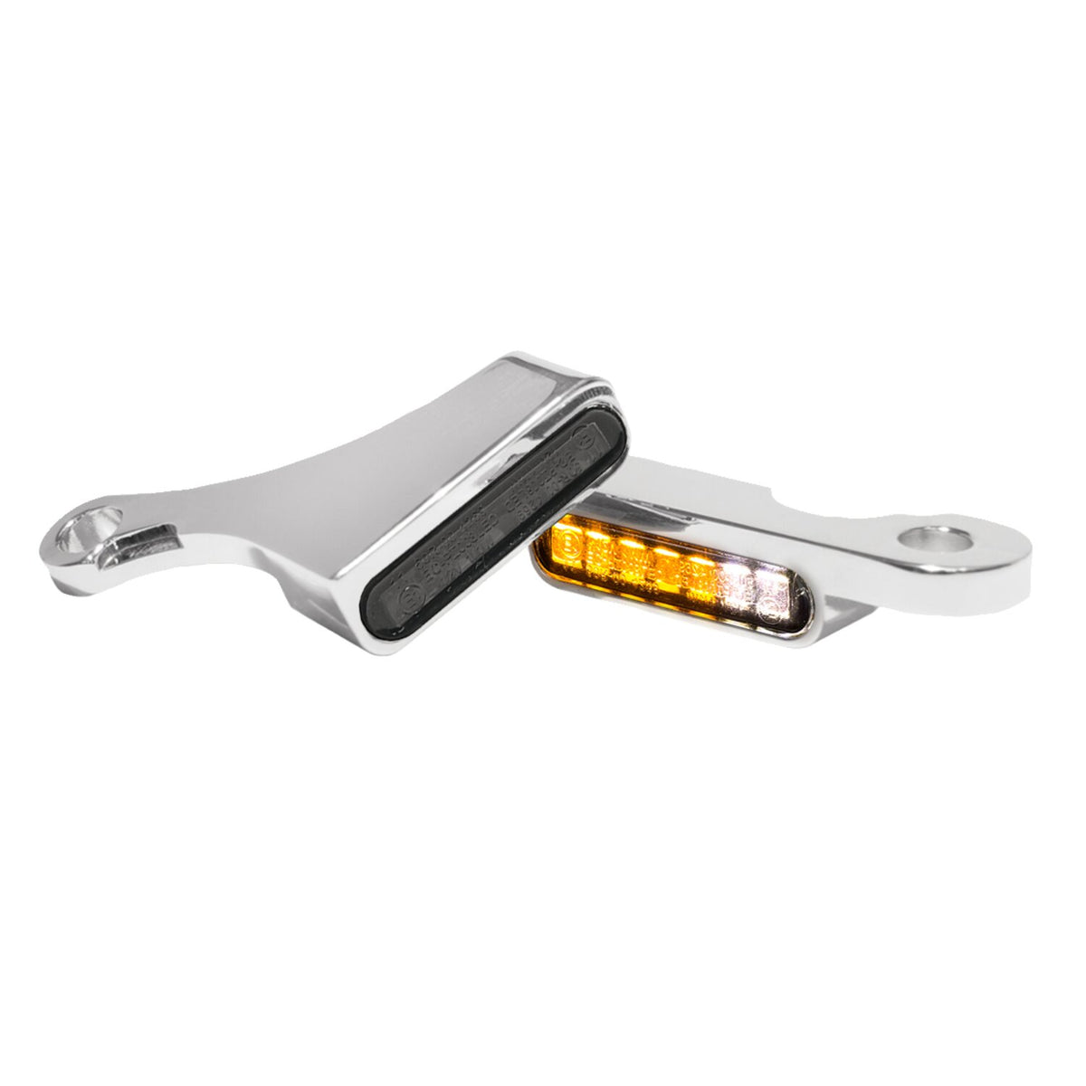 HeinzBikes, 'Stripes' below bar turn signals. Chrome with PL