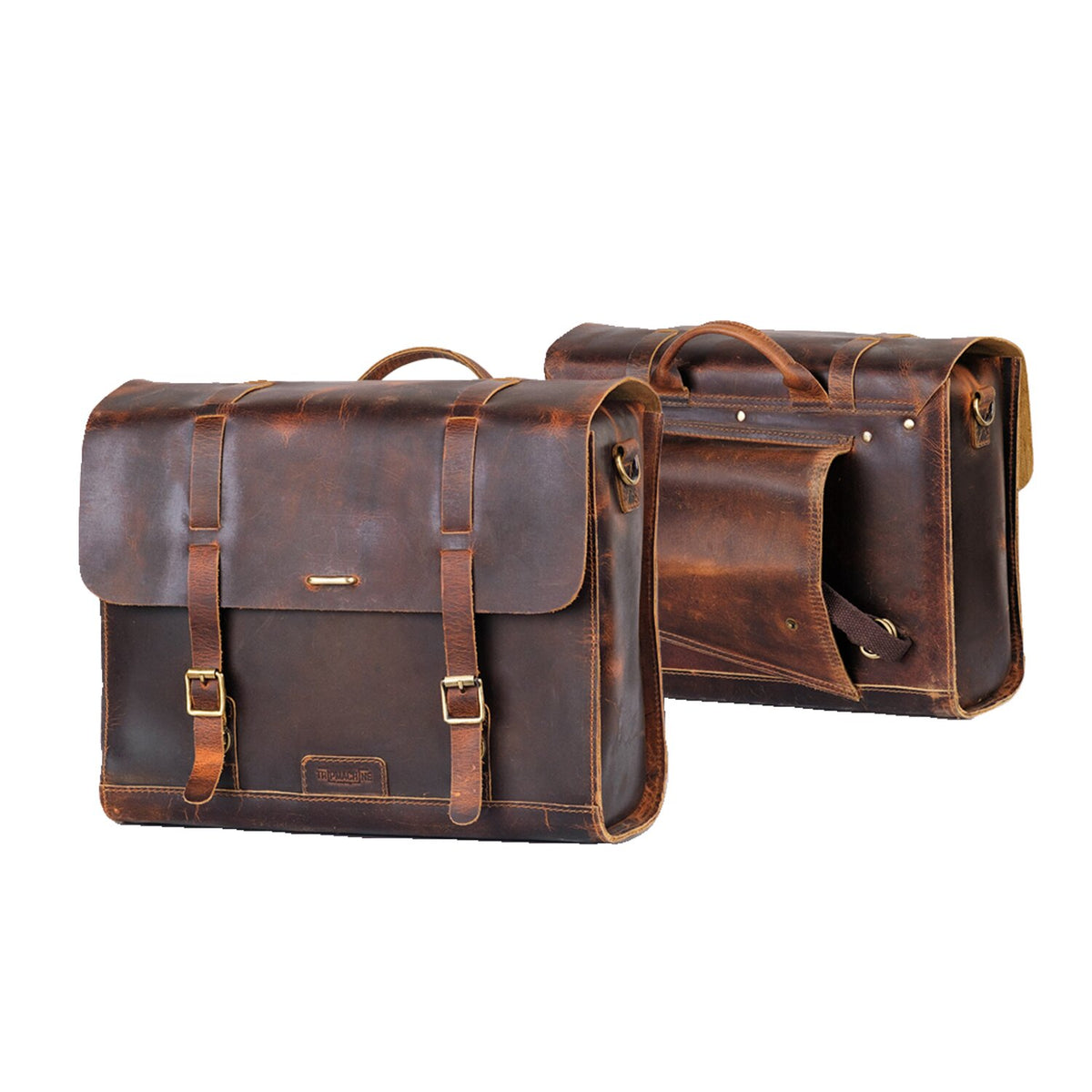 Trip Machine, Legacy Saddlebag set. Cognac