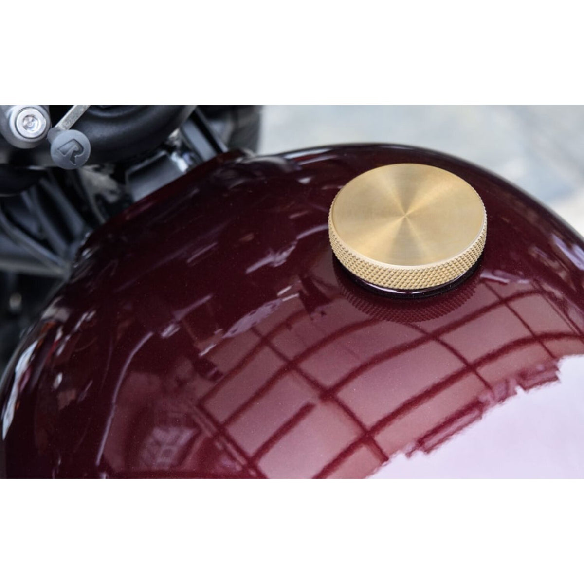 Motone, vented gas cap. Brass aluminum