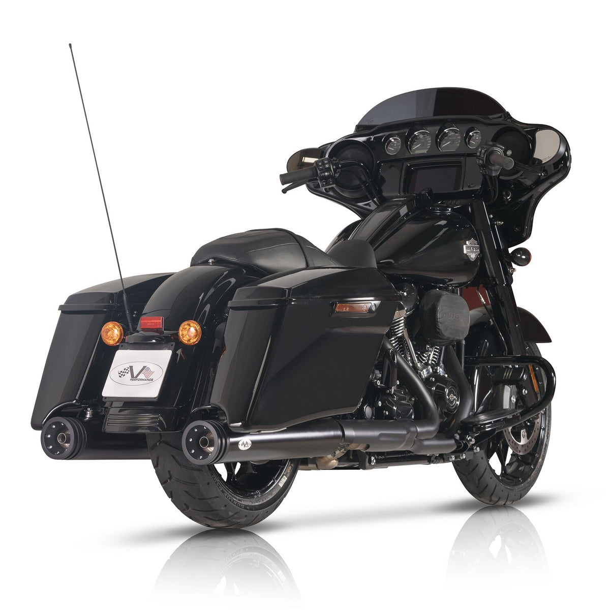 V Performance, 114mm Double Ring slip-on mufflers. Black Cer