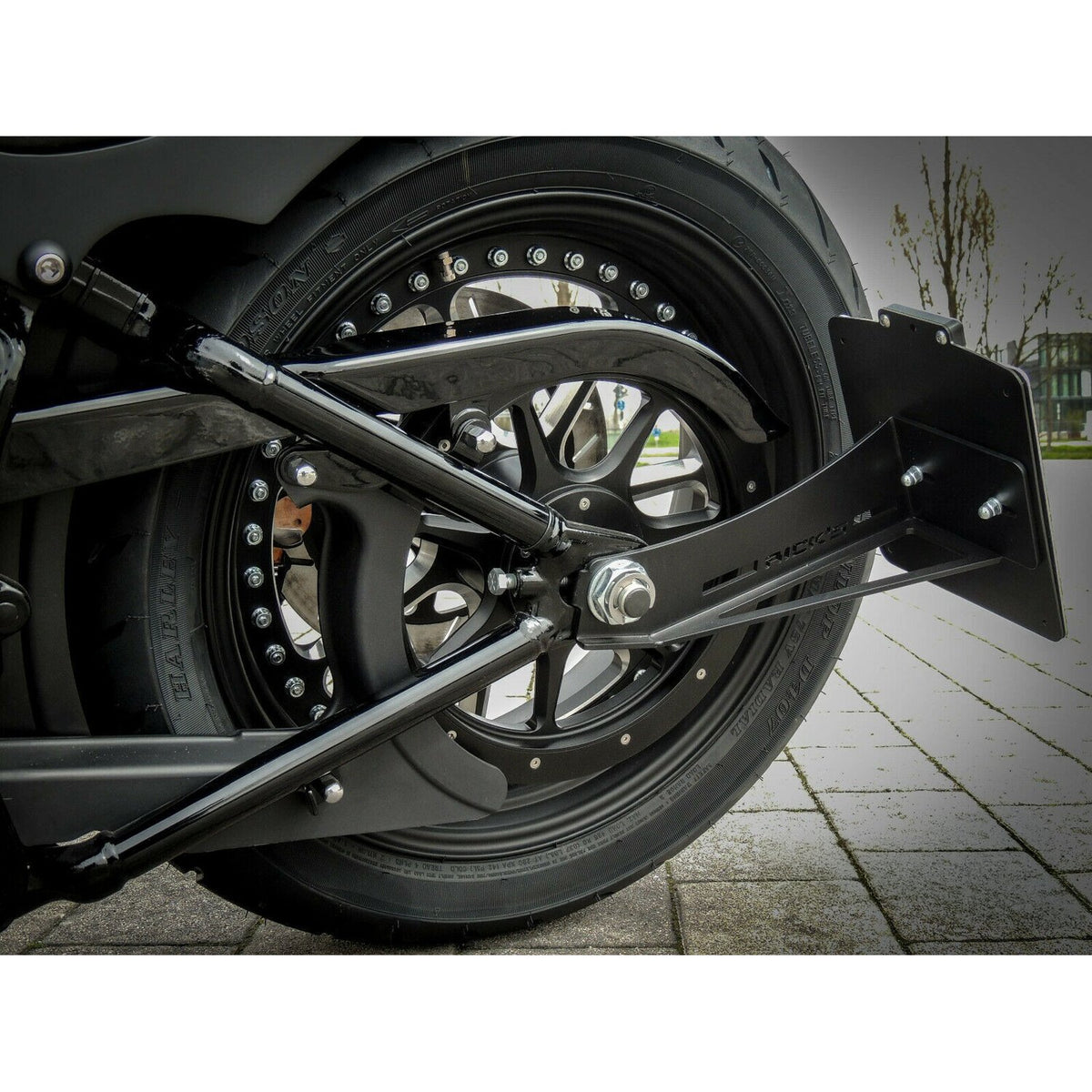 Rick's Motorcycles, side mount License plate bracket. Black