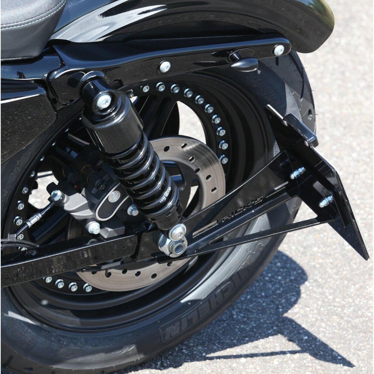 Rick's Motorcycles, side mount License plate bracket. Black