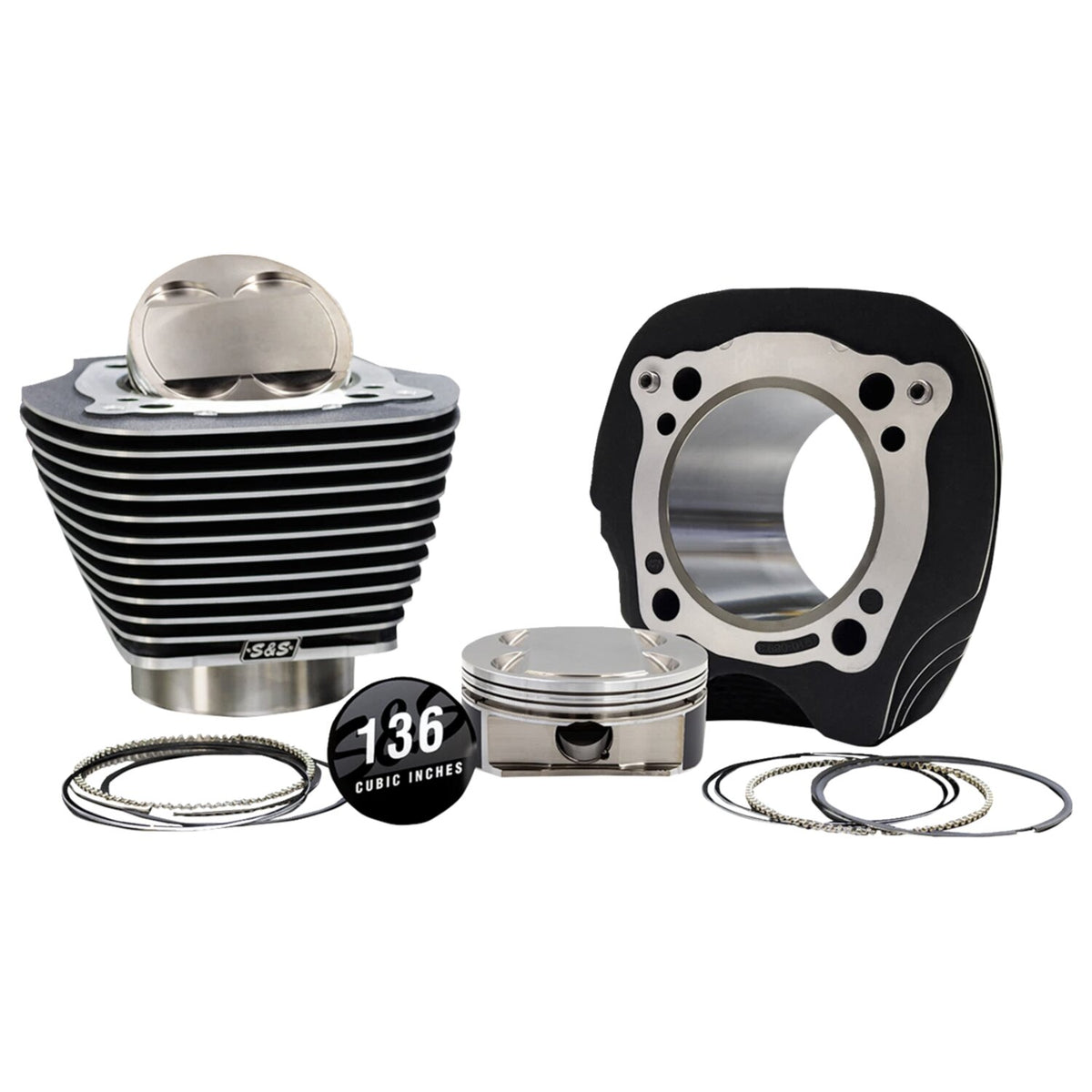 S&S, M8 132/136" big bore cylinder & piston kit. HC 0cc