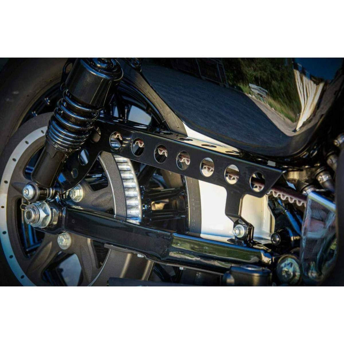 Rick's Motorcycles, belt cover Round holes. Matte black