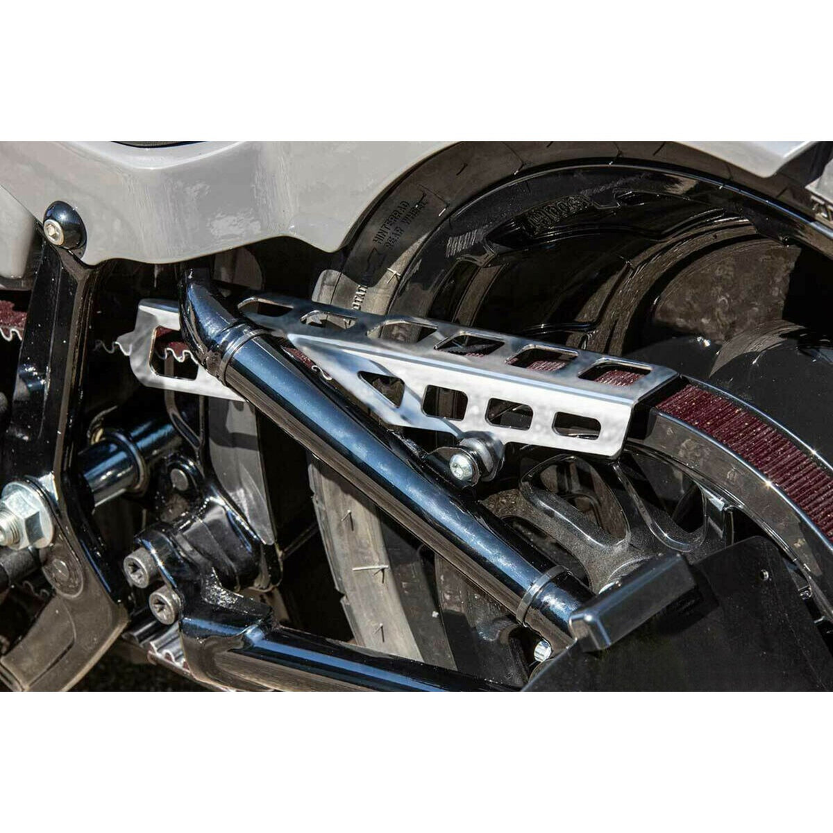 Rick's Motorcycles, belt guard square holes. Polished