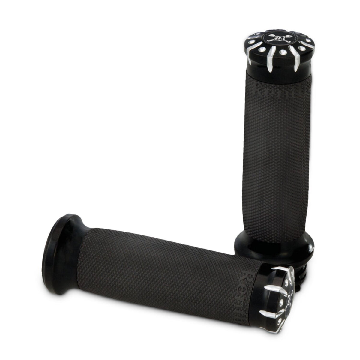 Burly, Hawk Billet grip set. Black CC stripes/dots