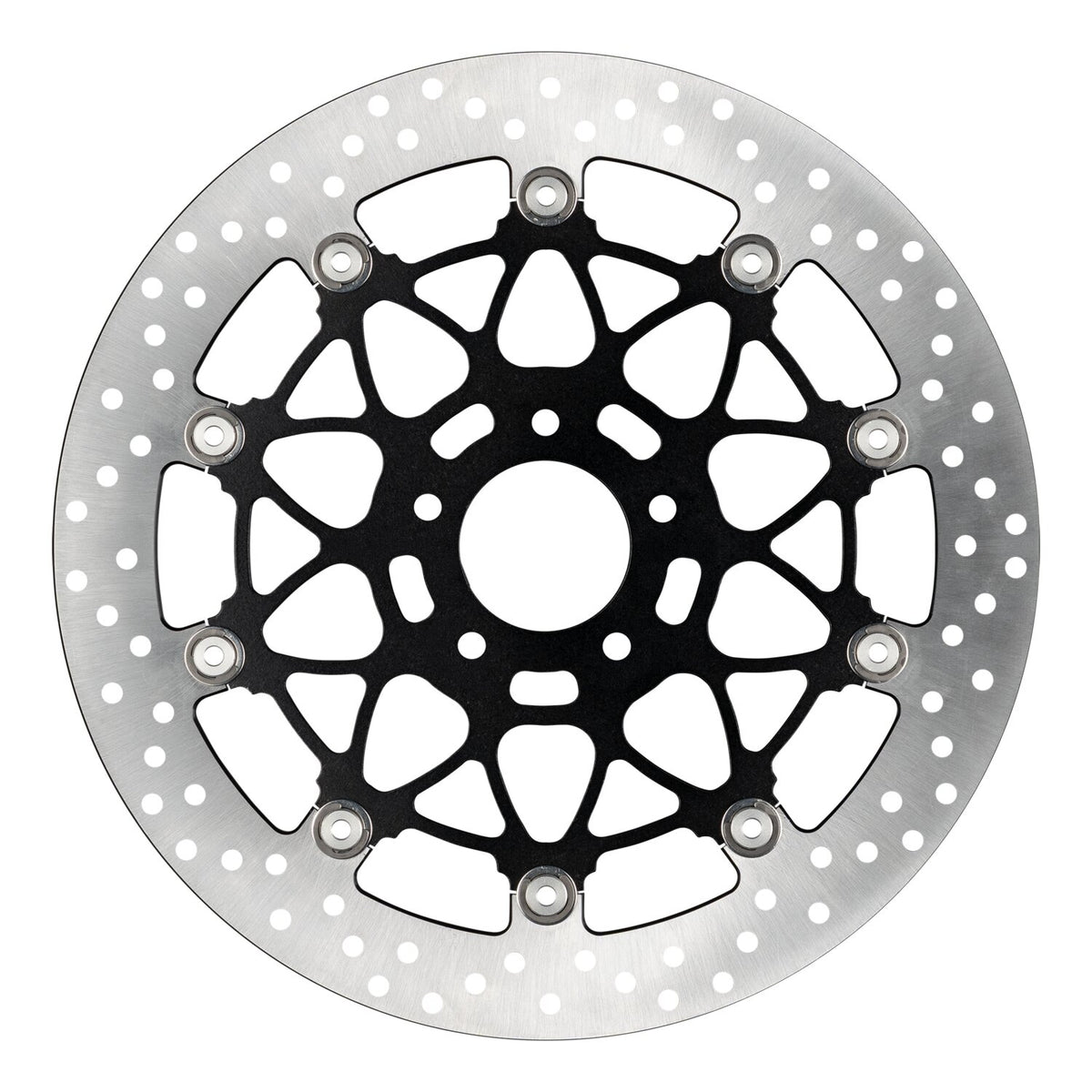 Accossato, oversized floating brake disc front. Round. Black