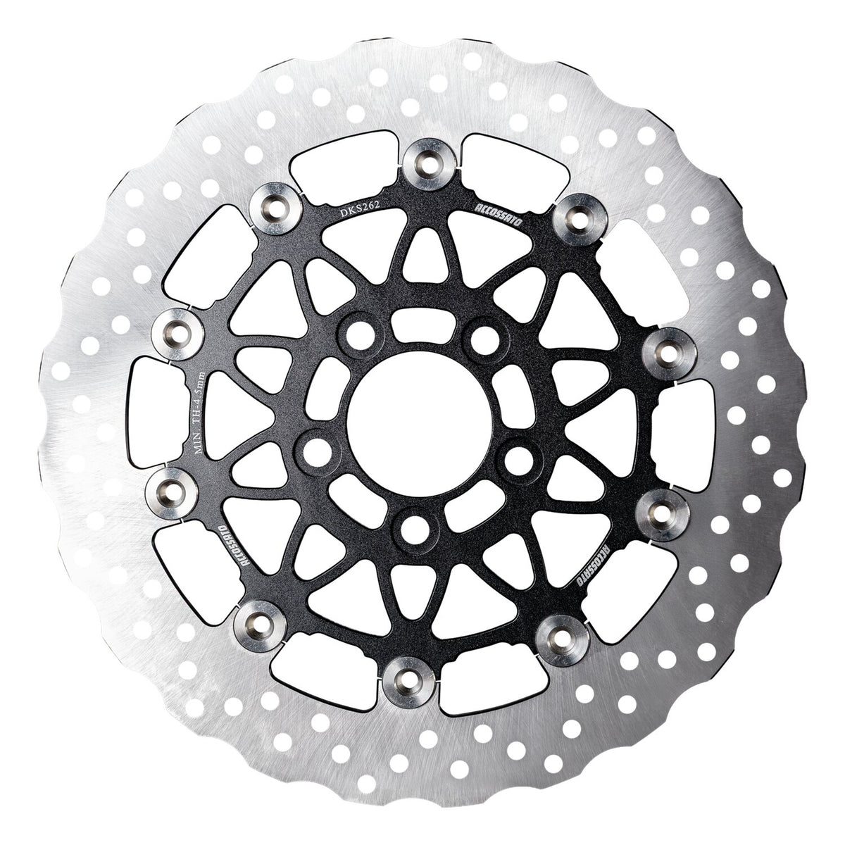 Accossato, floating brake disc front. Wave. Black