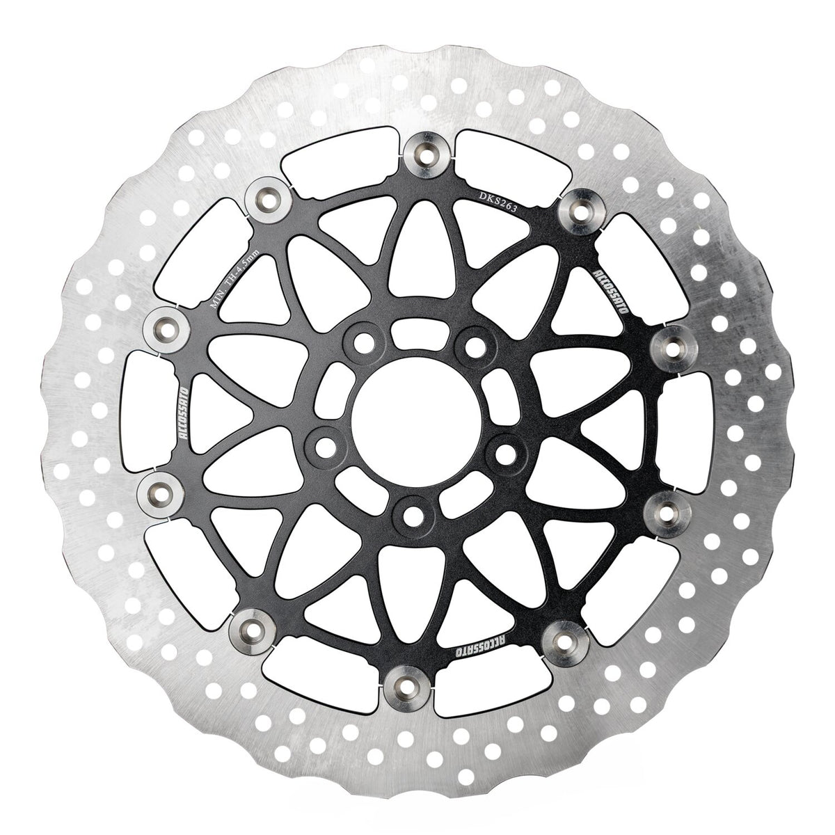 Accossato, oversized floating brake disc front. Wave. Black