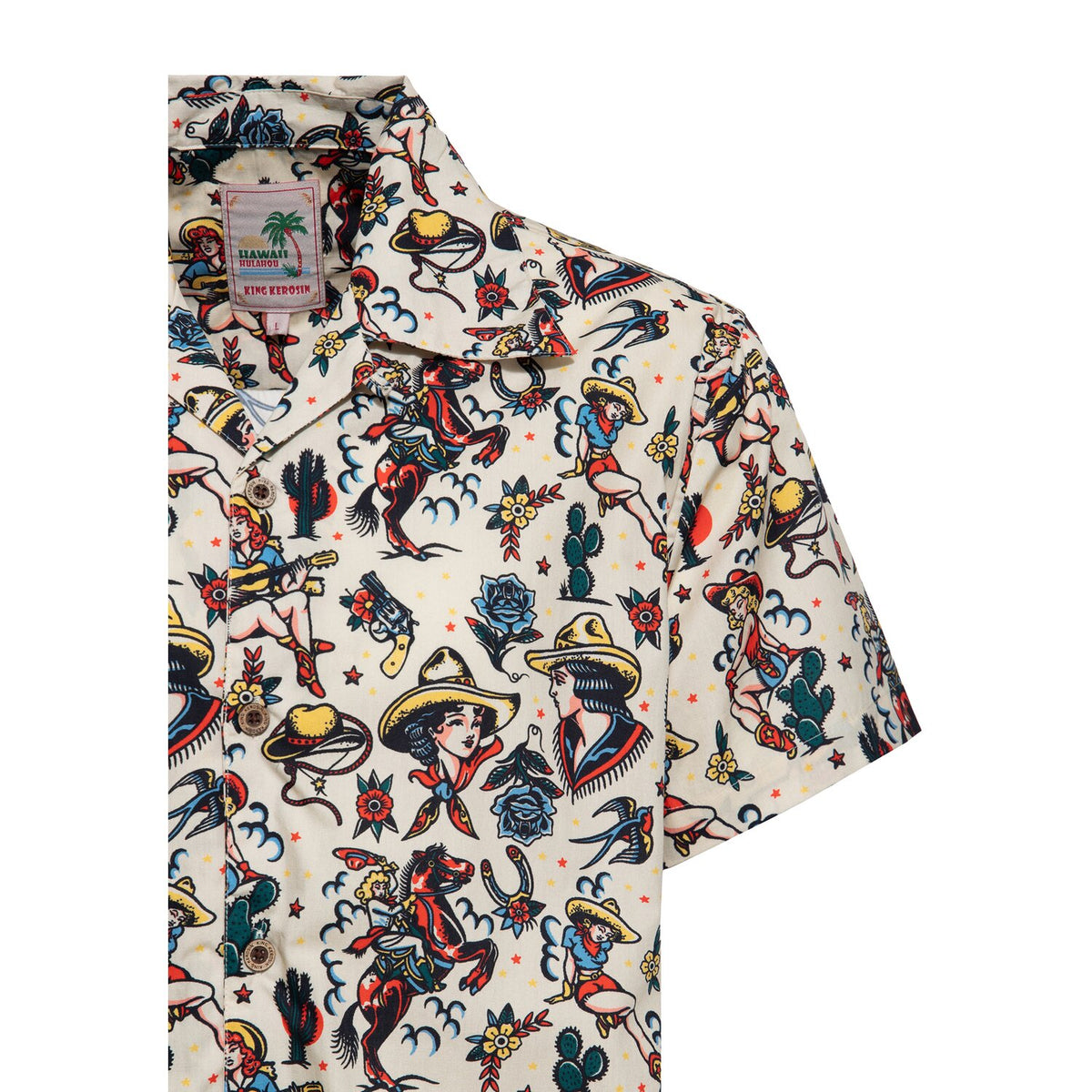 King Kerosin Cow Girl Hawaii shirt off white
