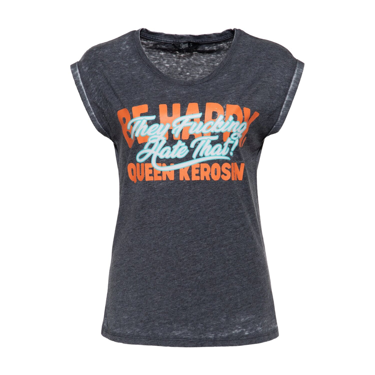 Queen Kerosin Be Happy t-shirt anthracite