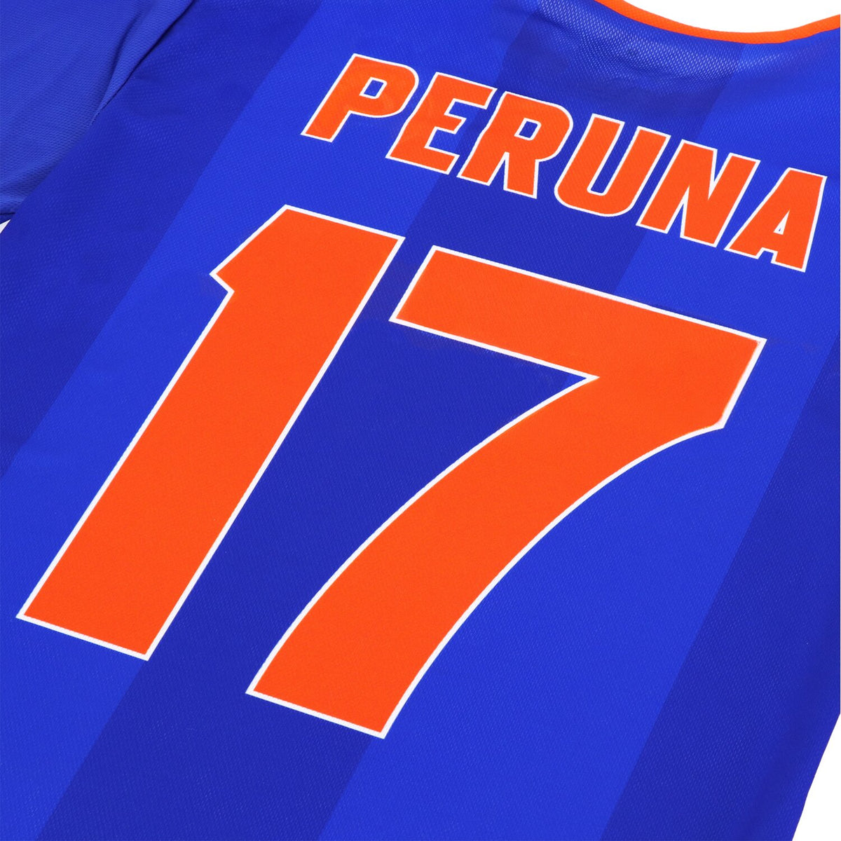 Roeg Peruna LE football jersey blue/orange