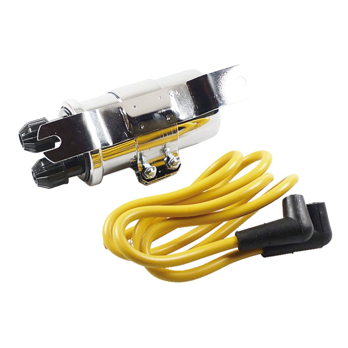 Round custom ignition coil kit, 6v. Chrome