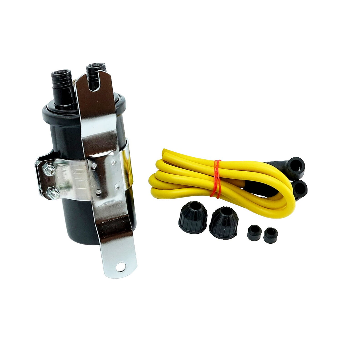 Round custom ignition coil kit, 6v. Black