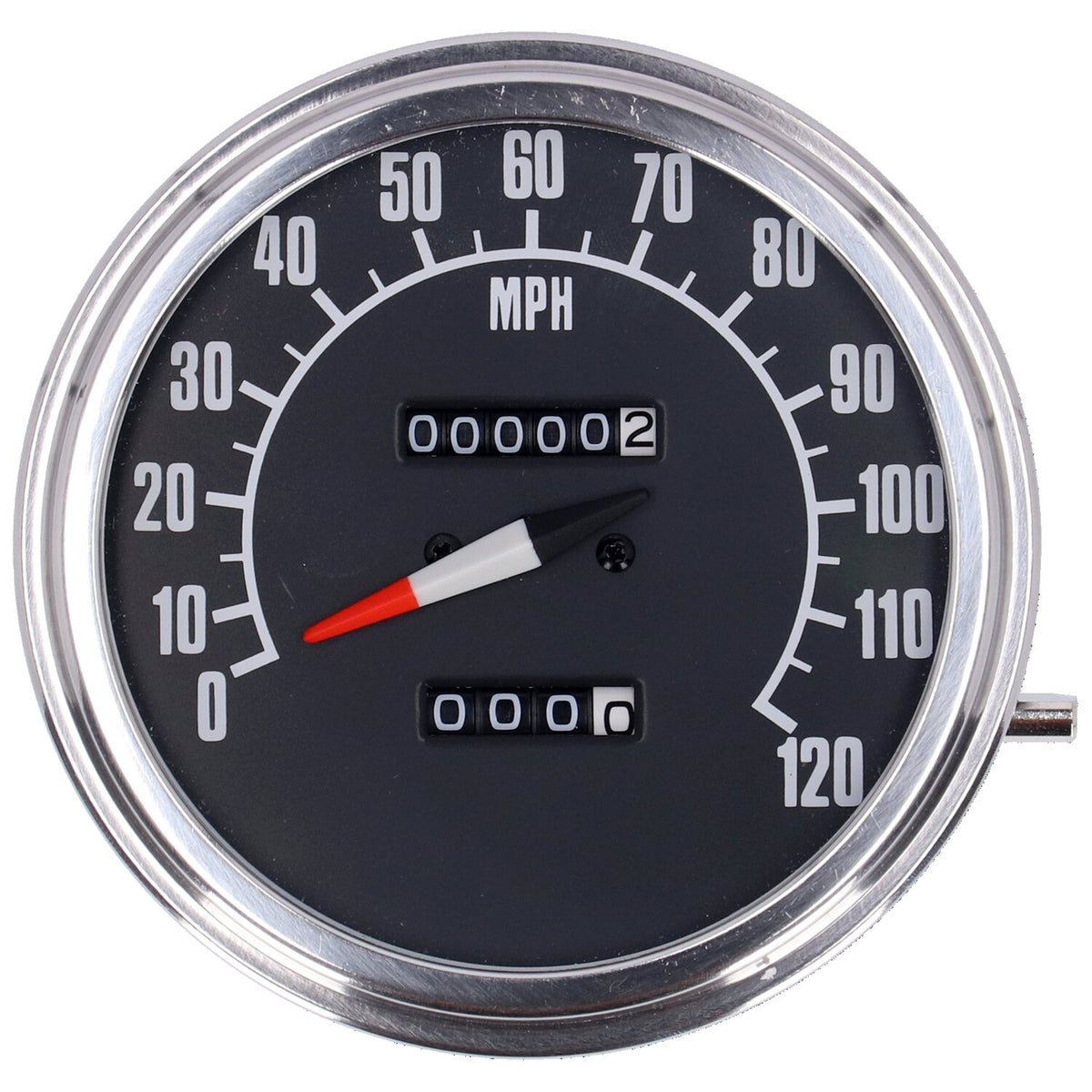 FL speedometer, '74-84 face', black. 2:1 mph