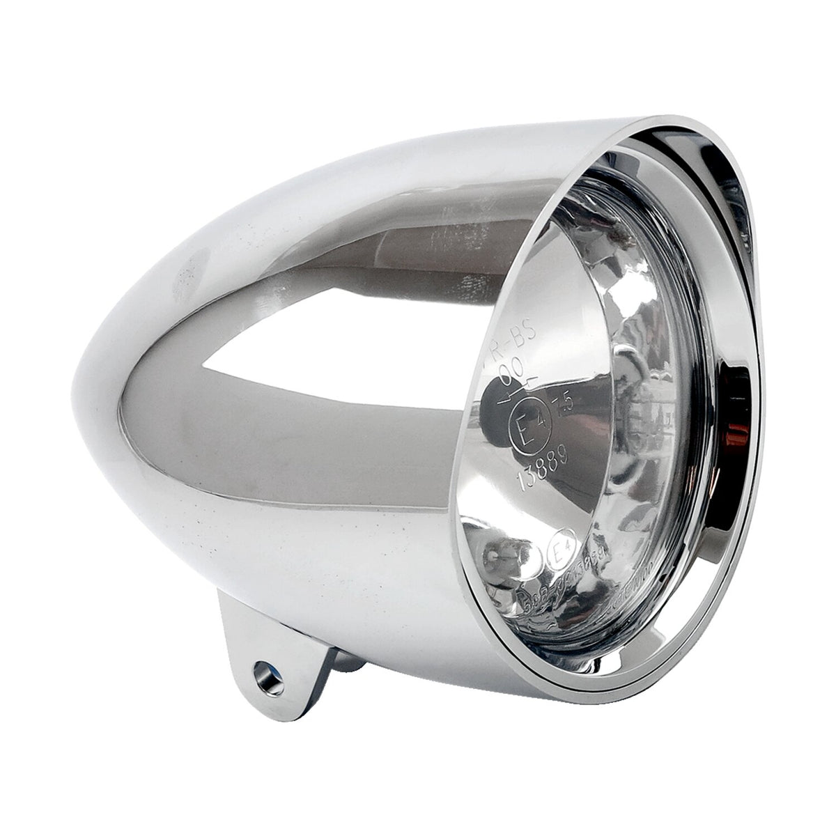 Smoothie 4-1/2" headlamp with round visor. Chrome