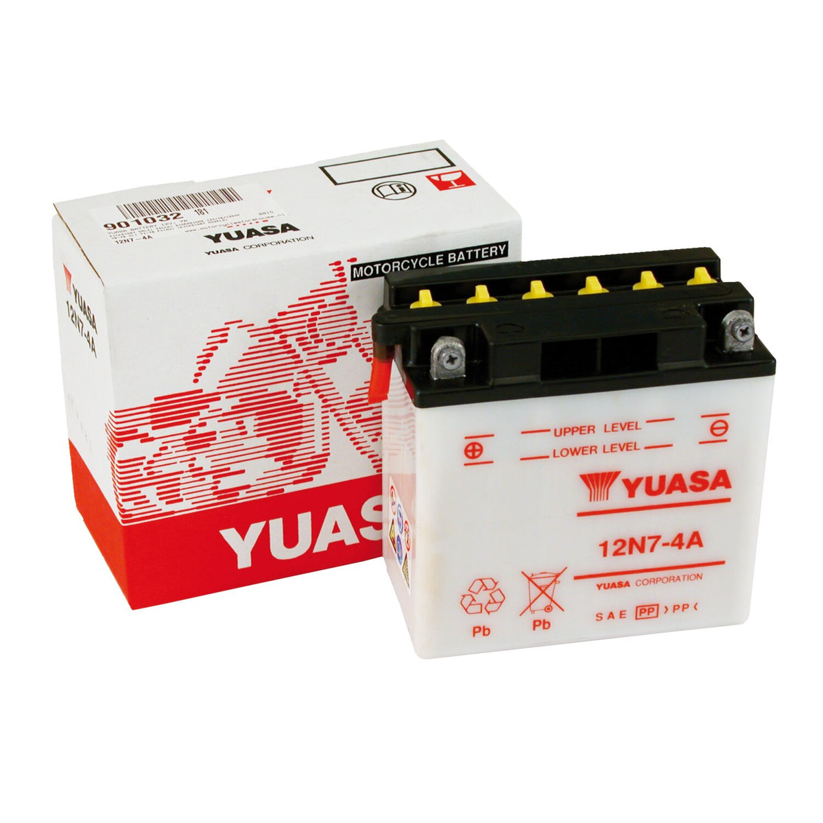 Yuasa, 12V lead-acid battery. 7Ah