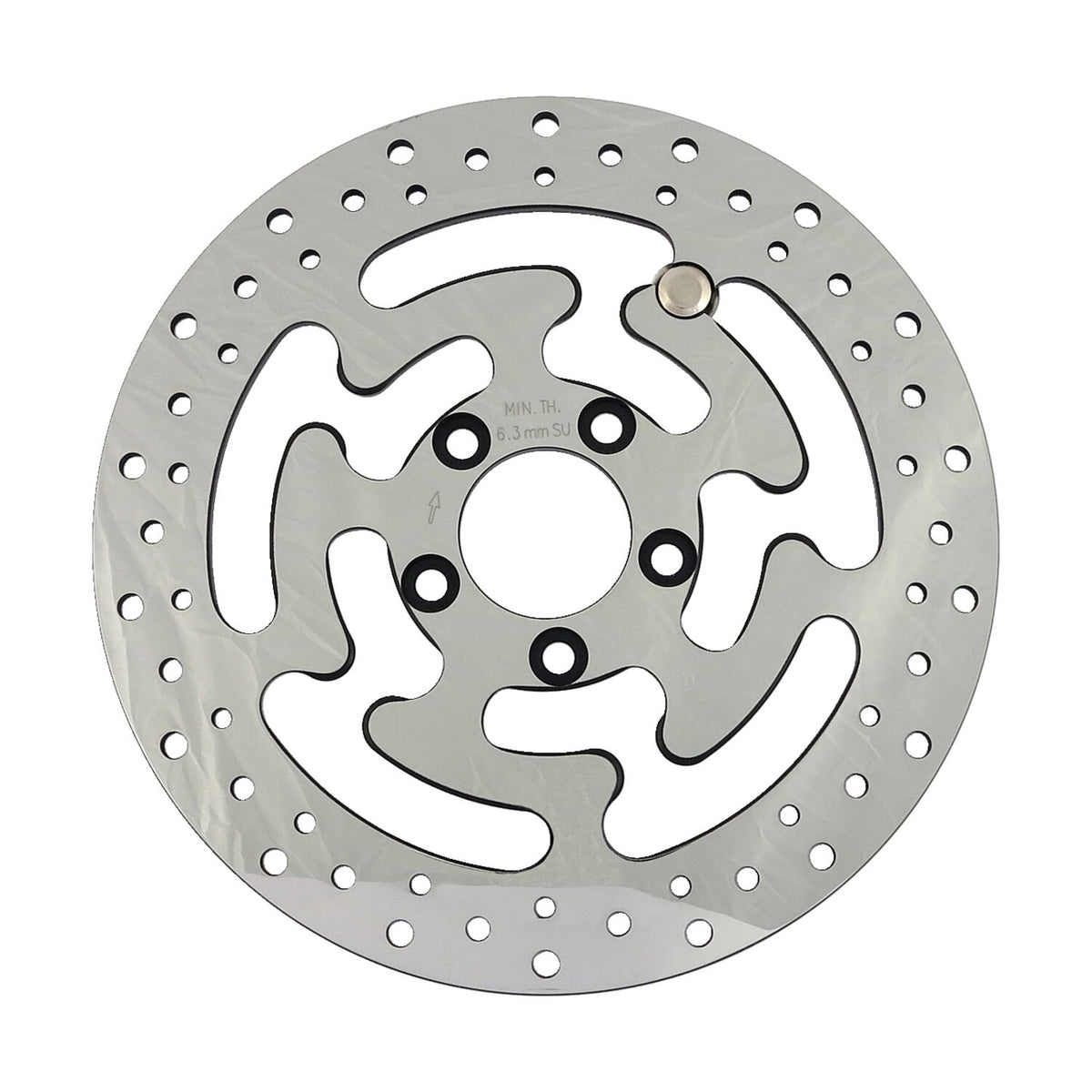 Brake rotor rear, drilled. Polished stainless steel
