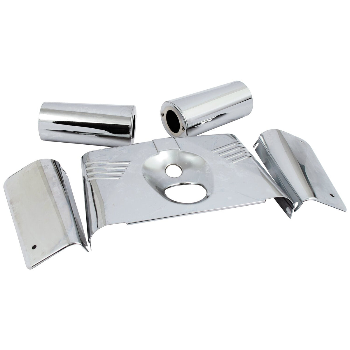 Fork panel kit 5-piece. Ribbed. Chrome