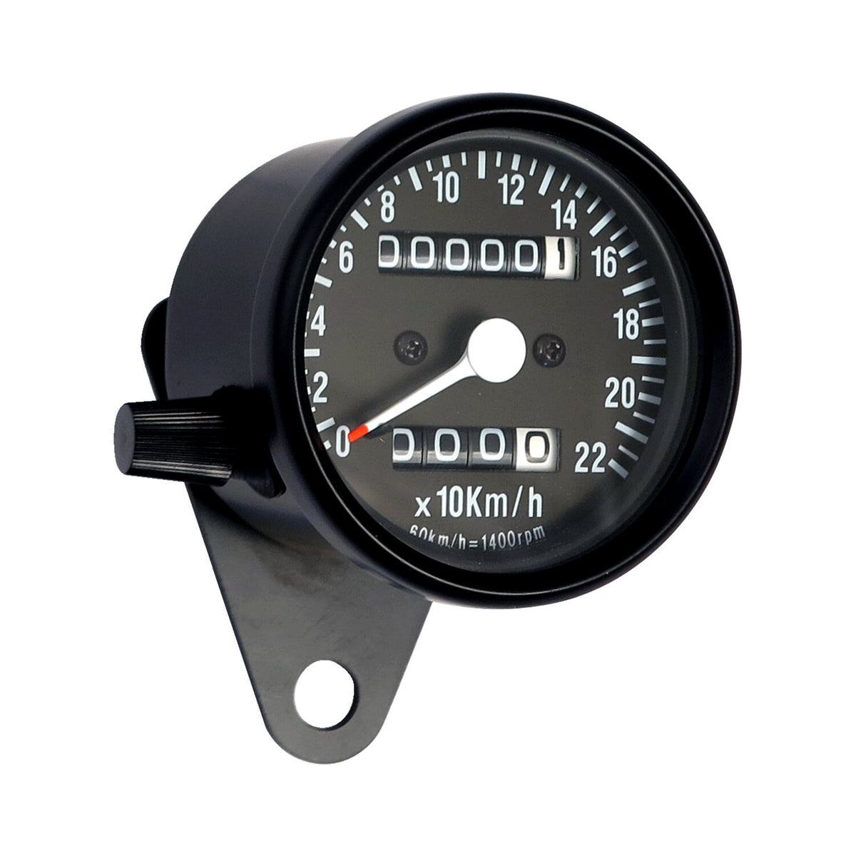 Mini speedo, 2:1 kmh. with tripmeter black