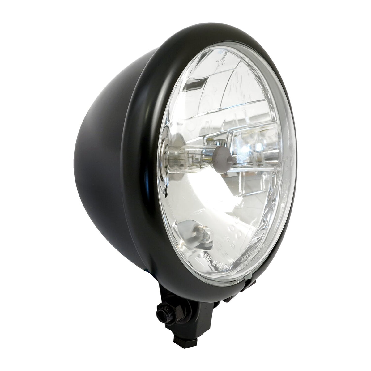 Bates style 5-3/4" prismic H4 headlamp. Black