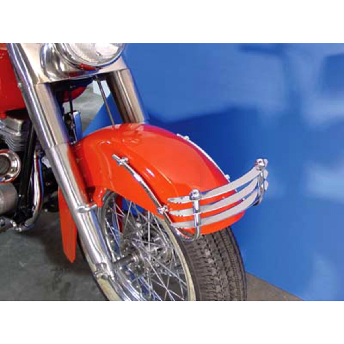 Front fender rail 'cheese grater'. Chrome