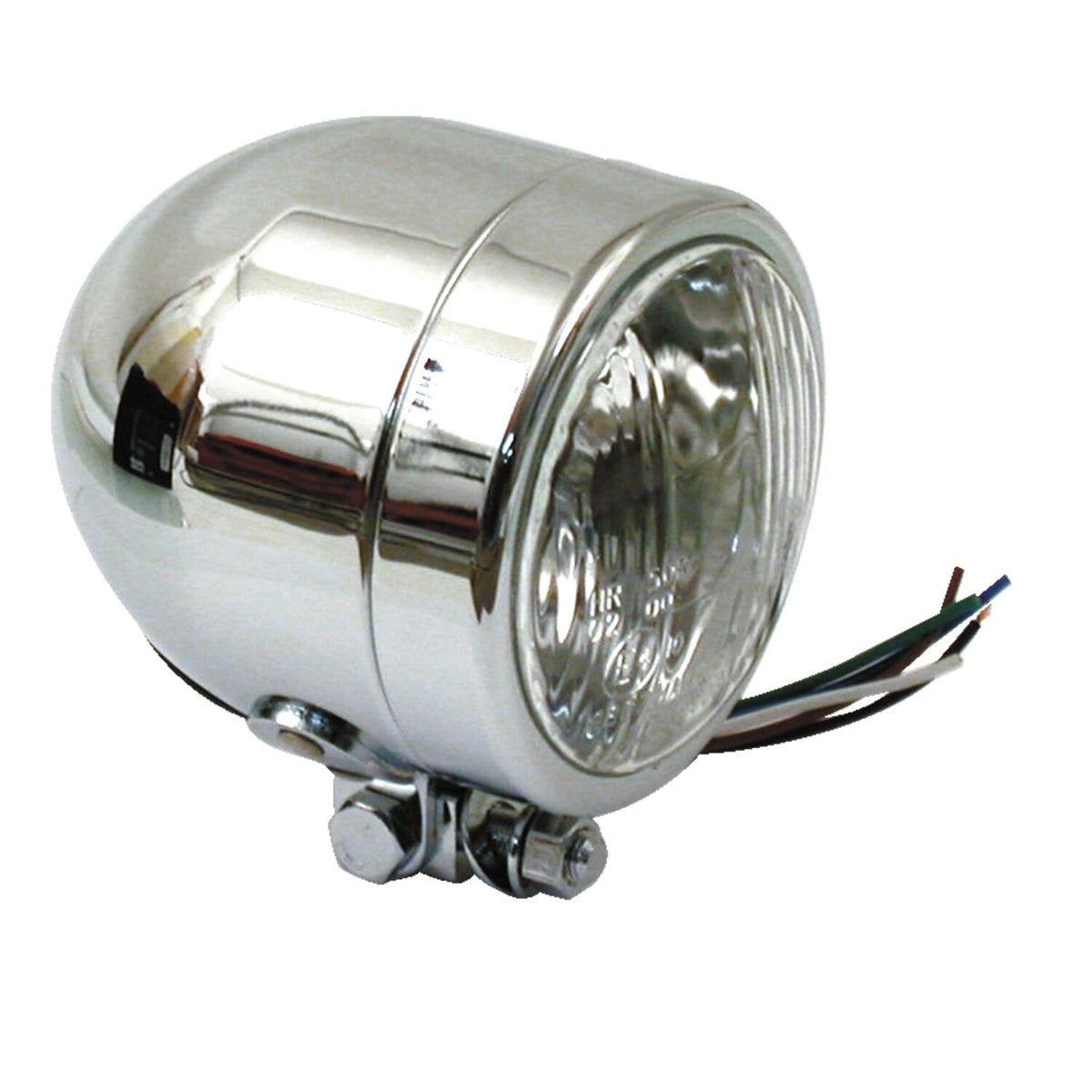 Single 4" H4 headlamp. Chrome