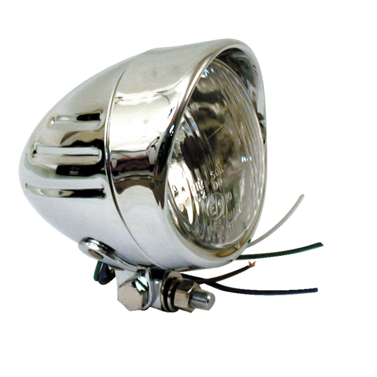 Bullet 4" H4 position light. Ribbed & visor. Chrome