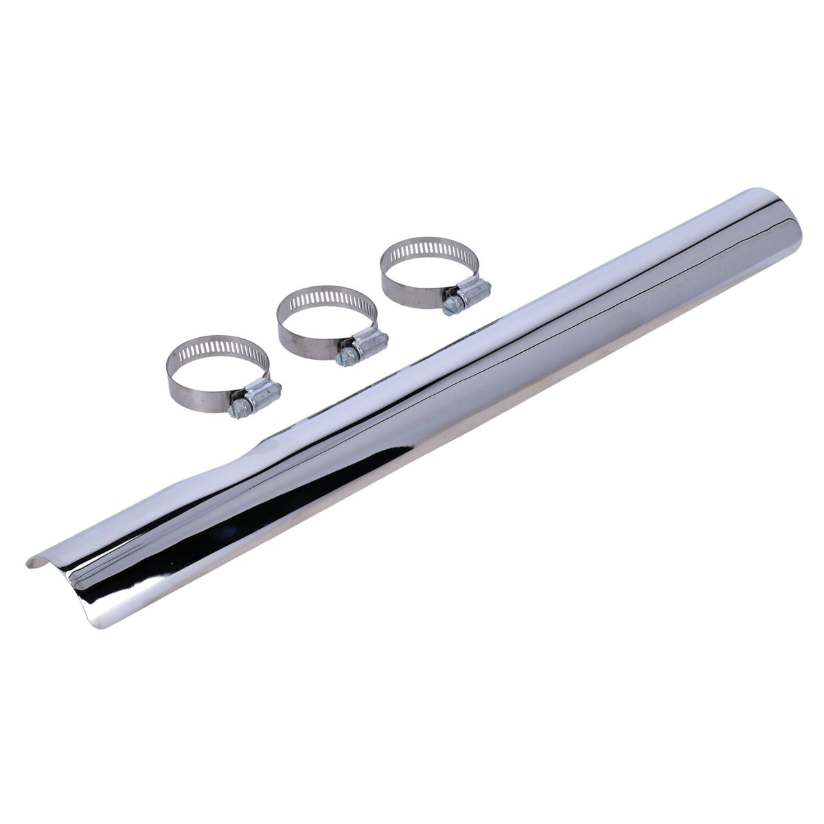 Paughco, Heatshield front-low notched. Chrome