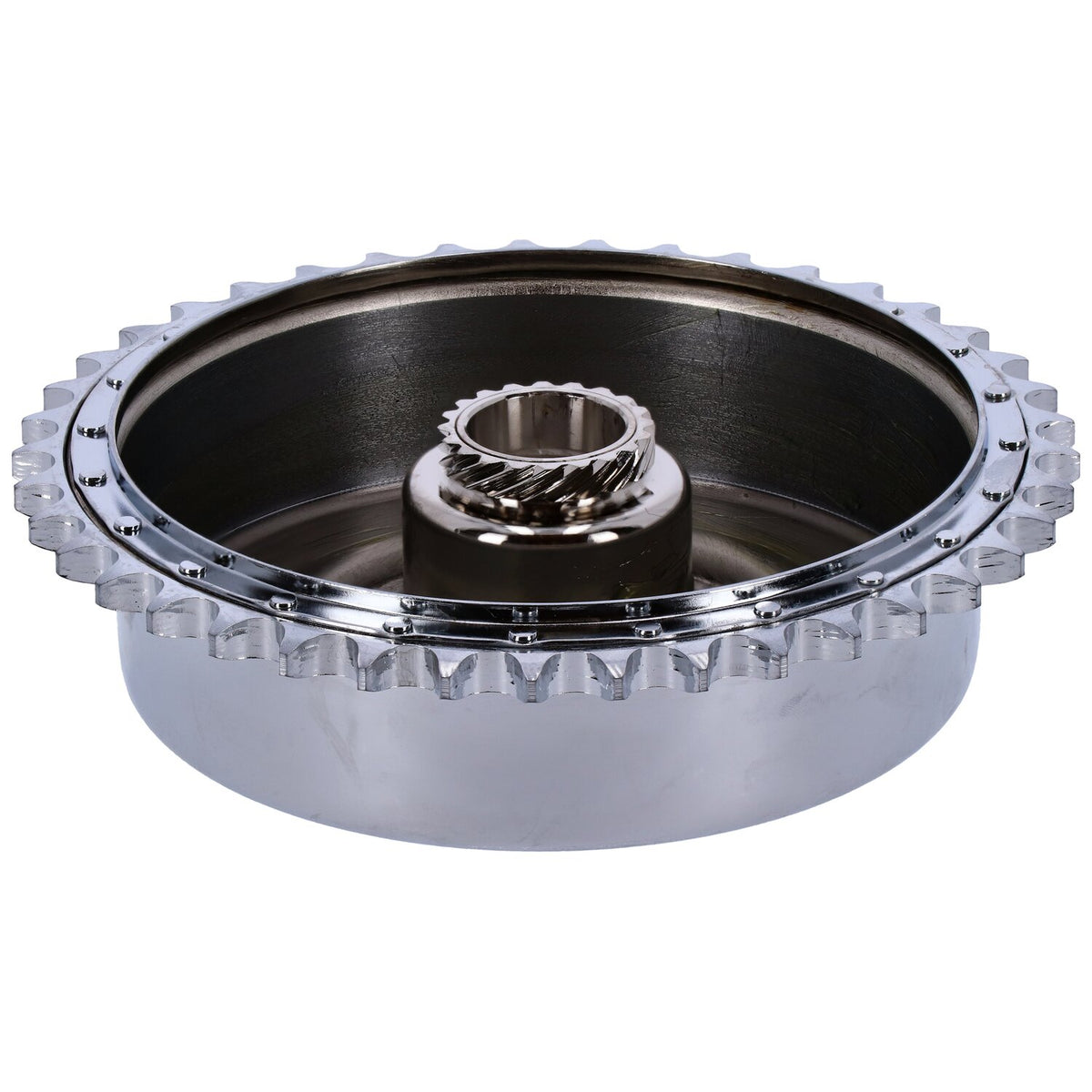 45" Flathead rear brake drum & sprocket. Chrome
