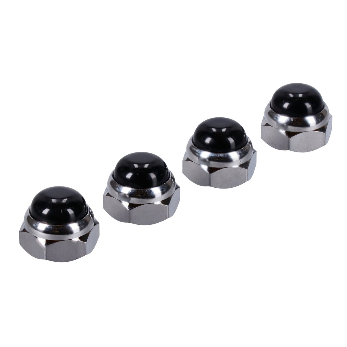 Rocker shaft end nut set, black plastic inserts