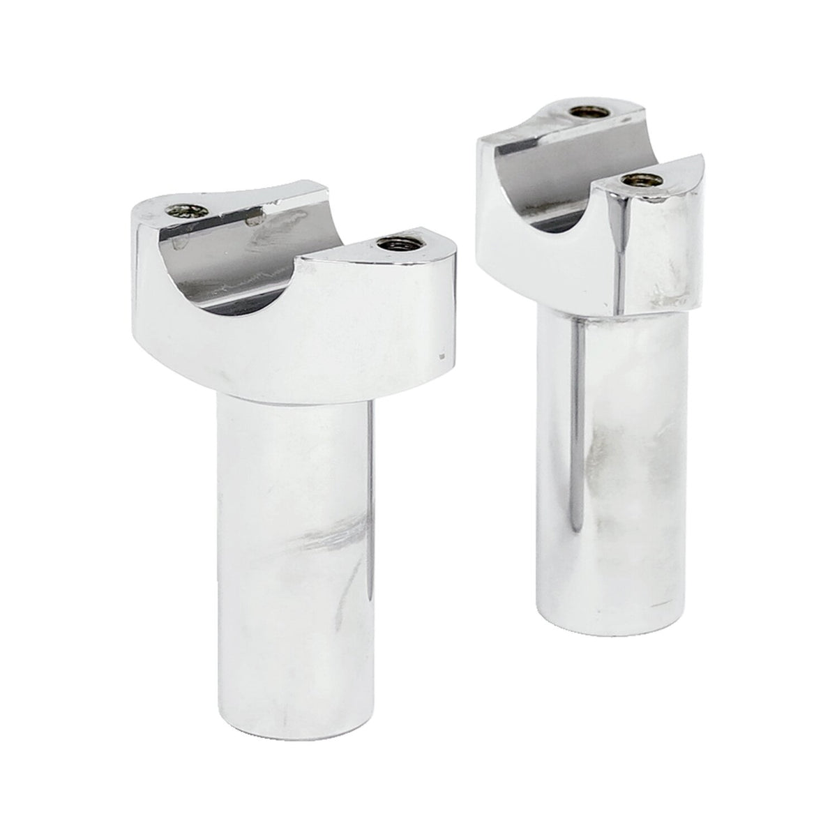 Forged aluminum risers straight, 3-1/2" rise. Chrome