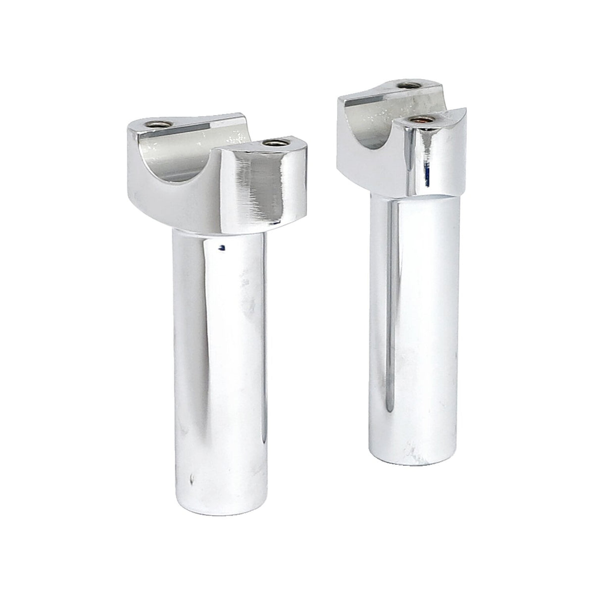 Forged aluminum risers straight, 4-1/2" rise. Chrome