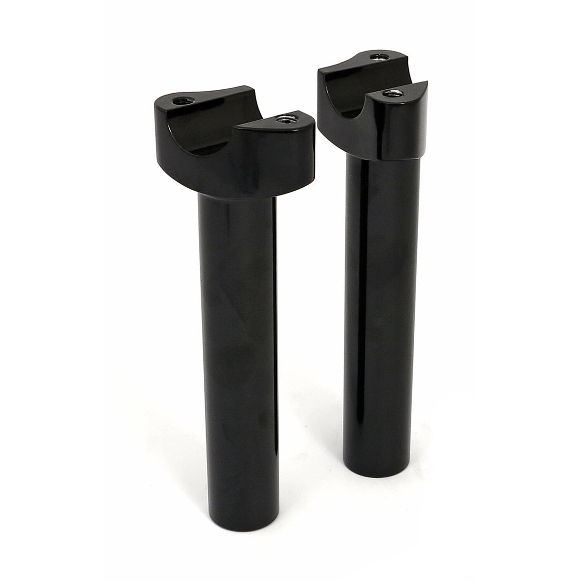 Forged aluminum risers straight, 6-1/2" rise. Black