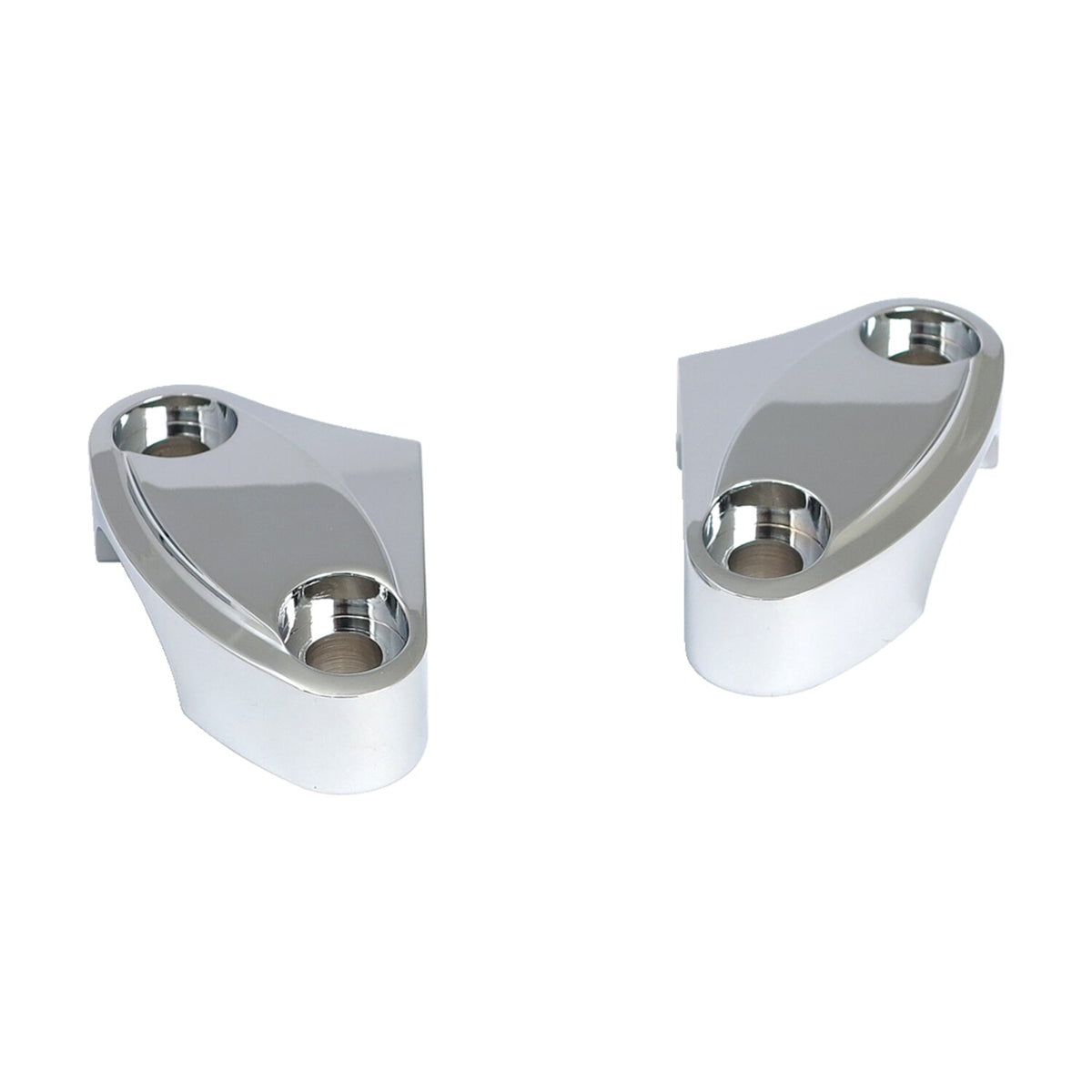 Handlebar top clamp set. Chrome, scalloped
