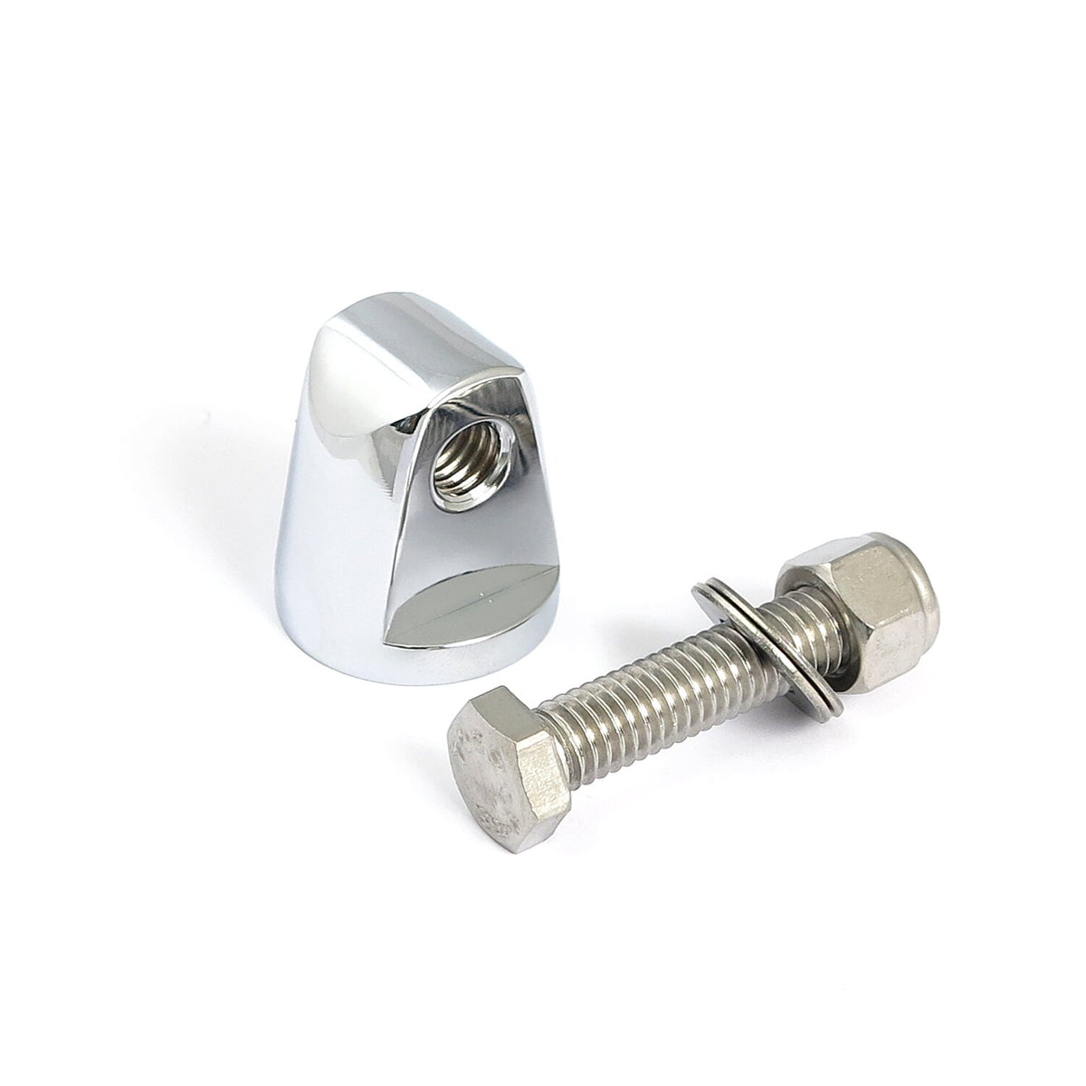 Straight cone headlamp mount block. Chrome
