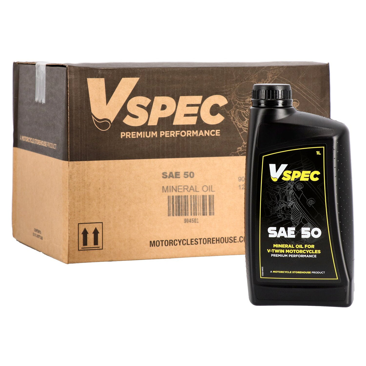 Vspec, SAE 50 (Mineral) motor oil. 1 liter bottle.