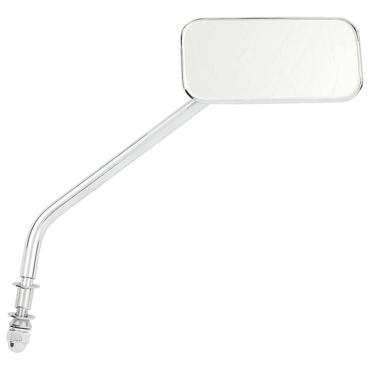 Small rectangular mirror. long stem, chrome