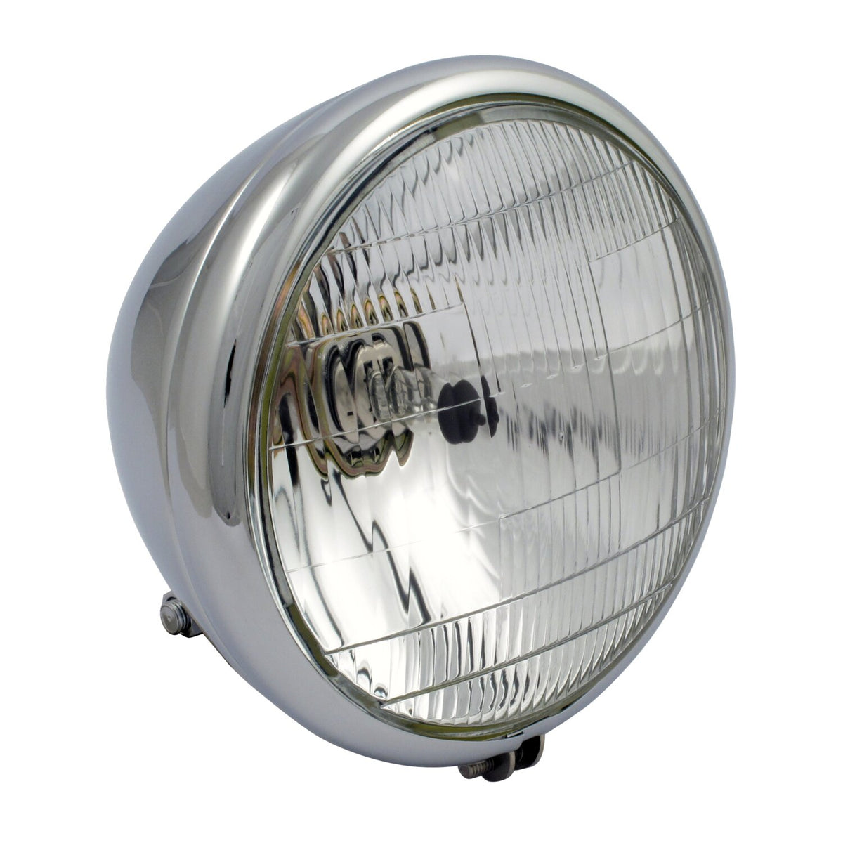 6-1/2" bullet style headlamp. Chrome. 12v H4