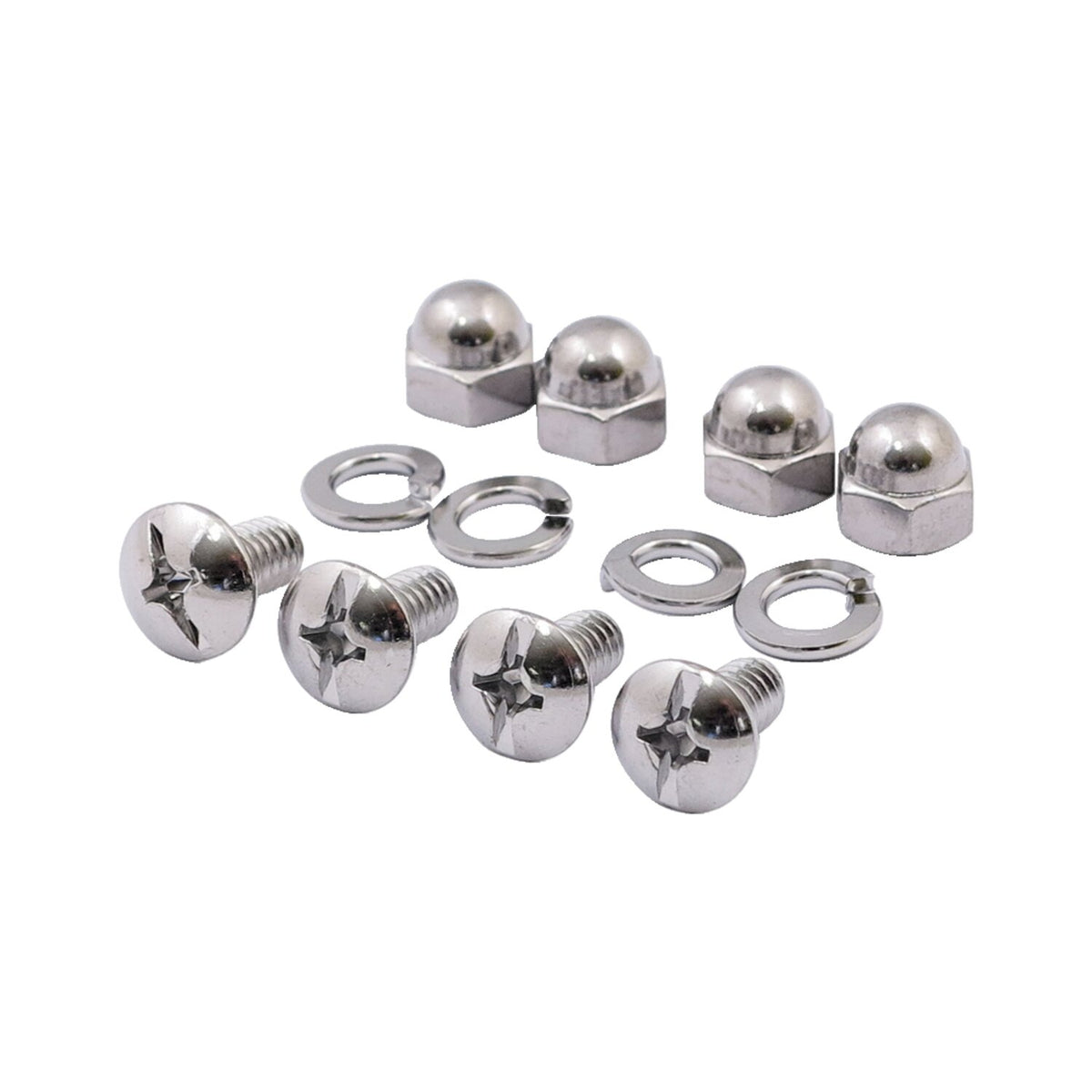 License plate mount kit. Mushroom/Acorn. Chrome