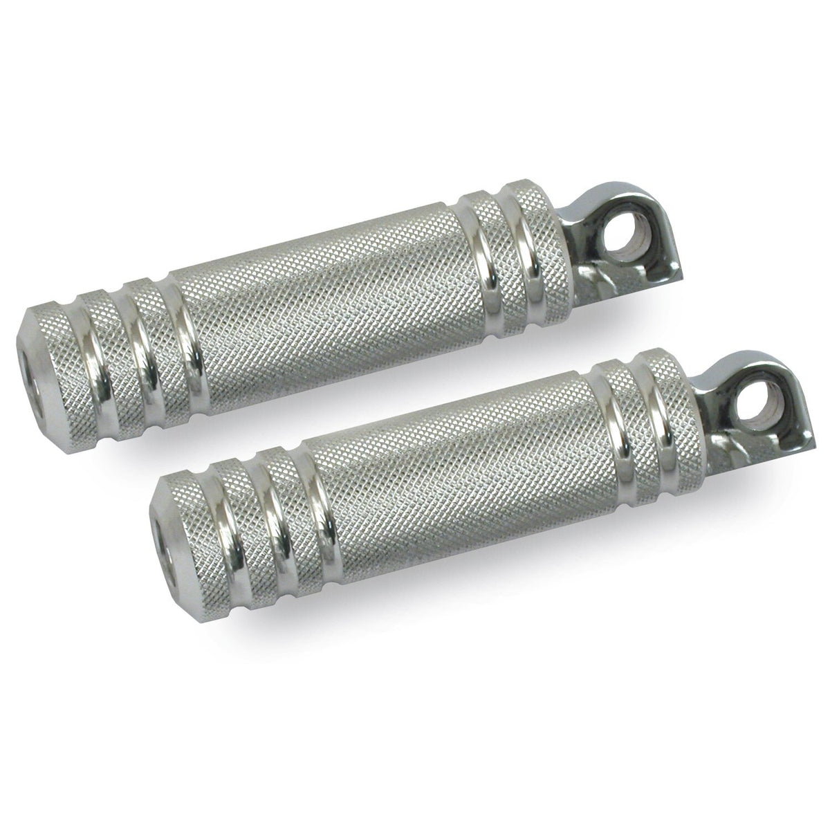 Knurled aluminum foot pegs. Small diameter. Polished