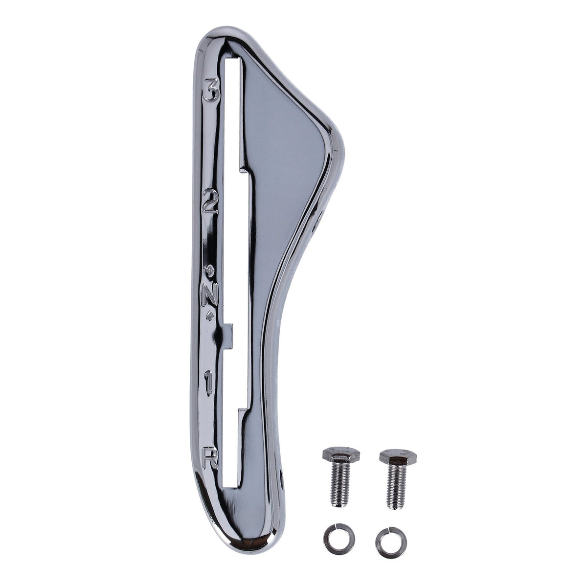 Shifter lever guide, 3-speed & reverse. Chrome