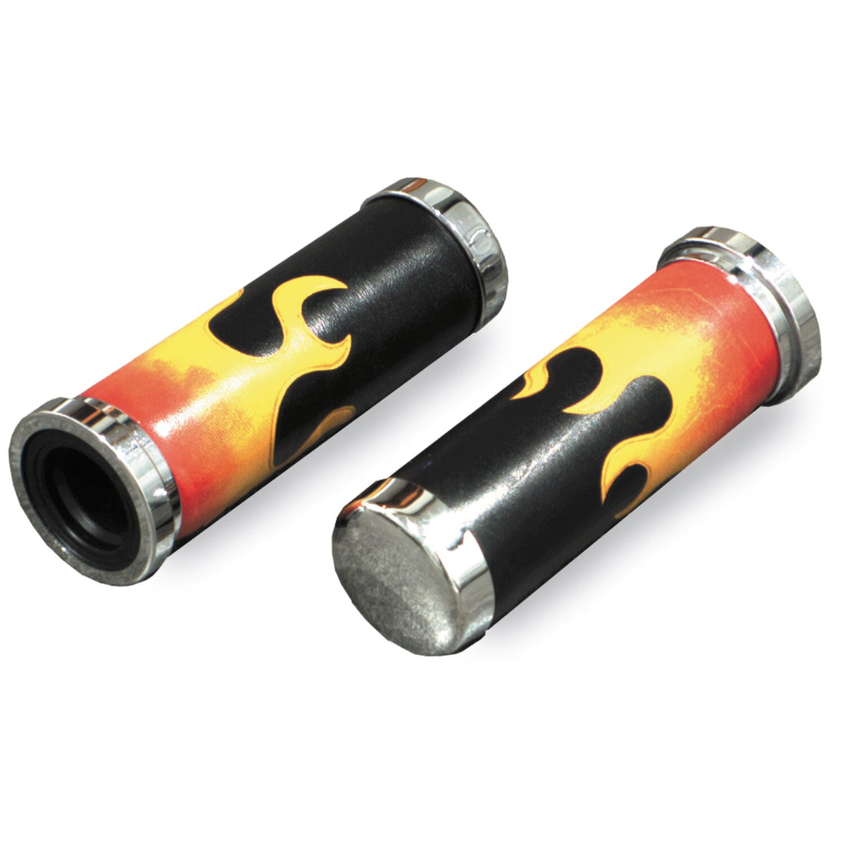 Handlebar grip set, Flamed leather cushion