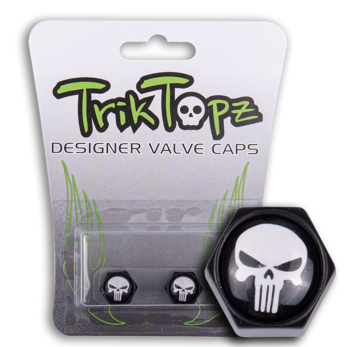 Trik Topz, Block Skull valve caps. Black/white