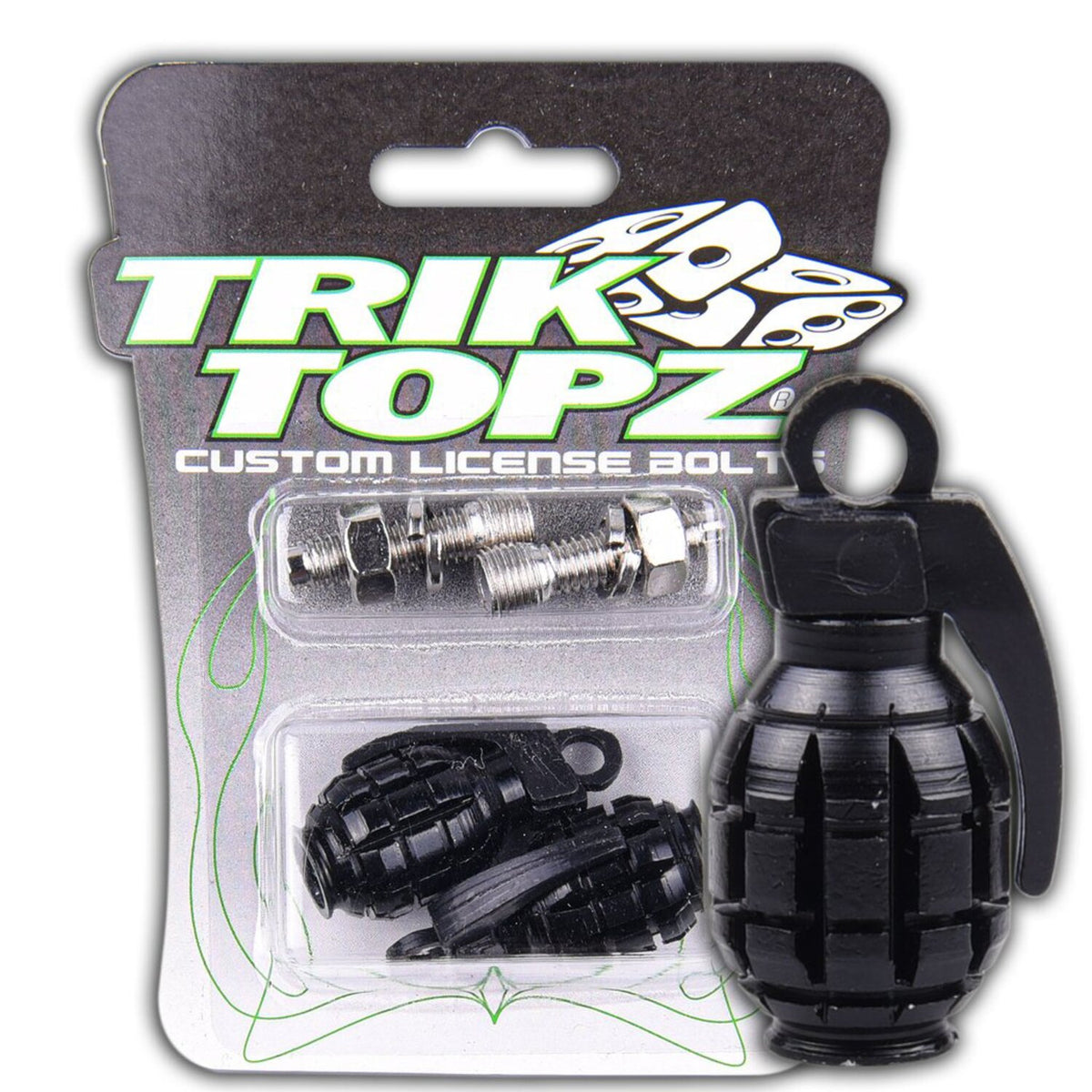 Trik Topz, Hand Grenade license plate mounts. Black