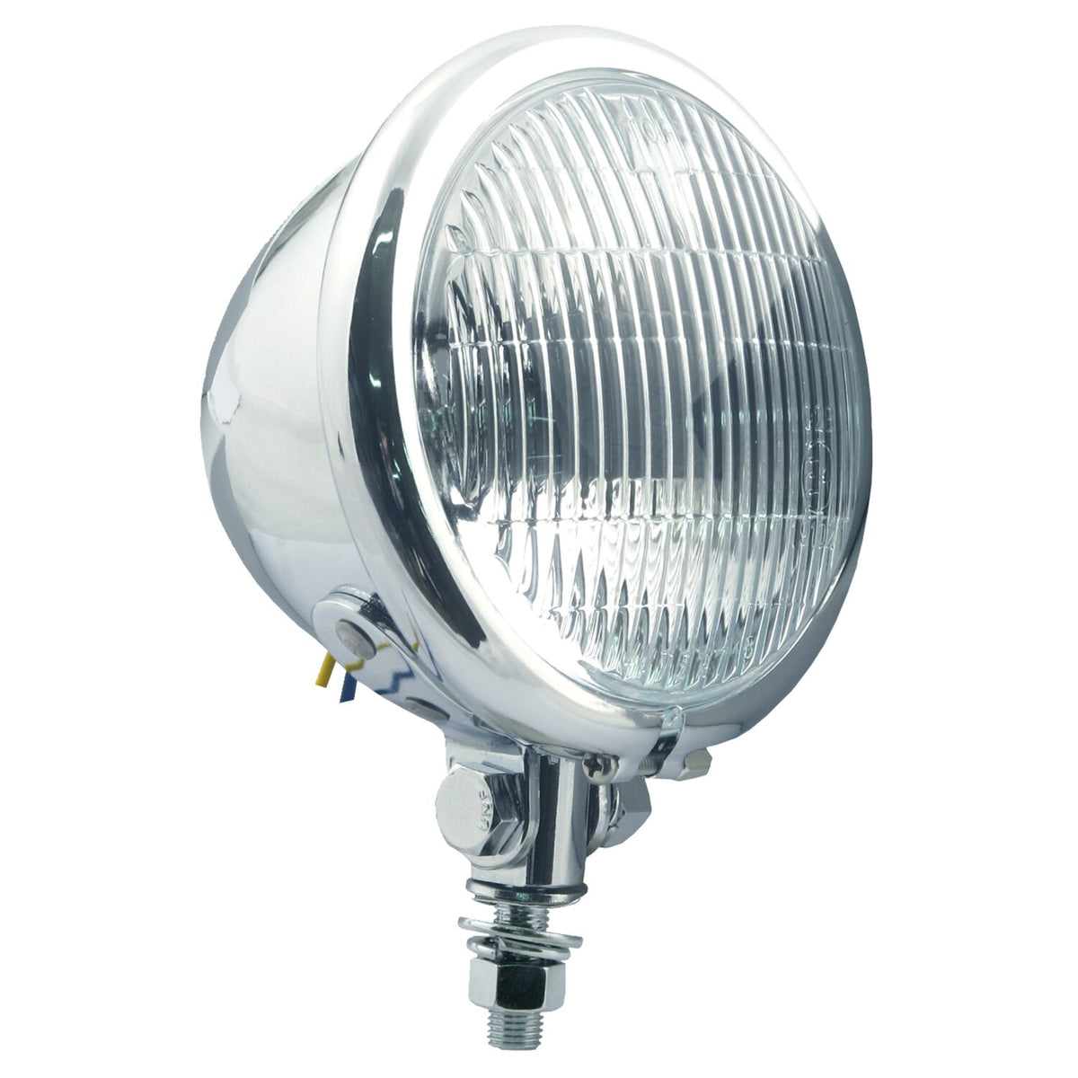 4-1/2" H3 Bates style fog lamp. Chrome. Ribbed lens