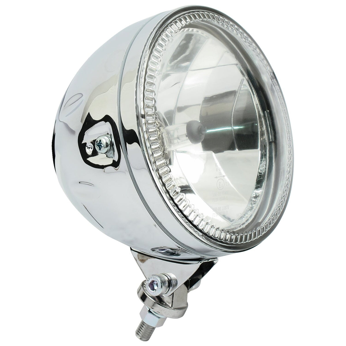 Skyline, 5-3/4" H4 headlamp. bottom mount. Chrome