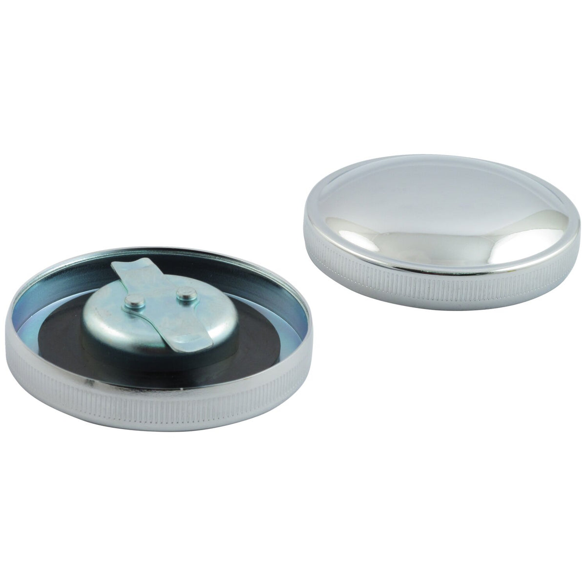 Gas cap set, late style. Chrome