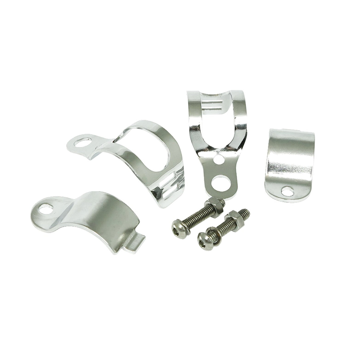 Roper, turn signal fork mount kit. 30-45mm. Chrome